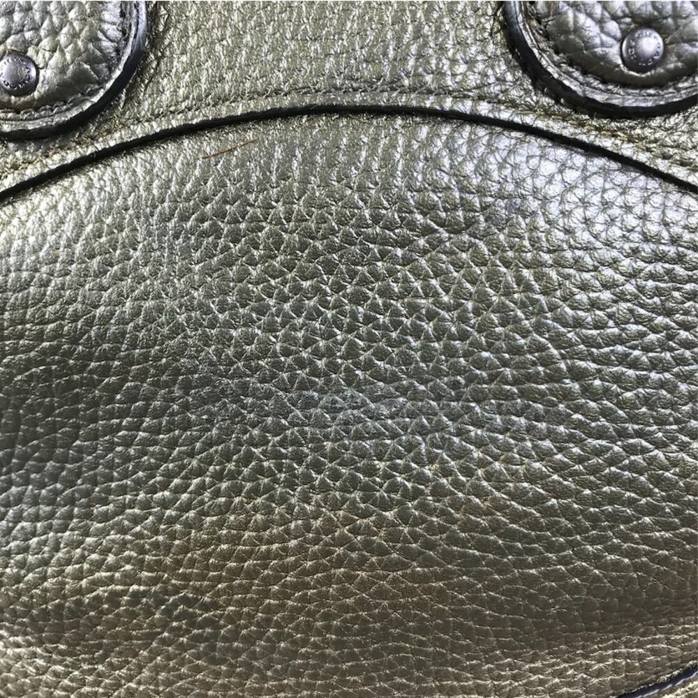 COACH Metallic Pebble Leather Mini Rhyder 33 Satchel Bag Rare Green Office Chic - Picture 10 of 12
